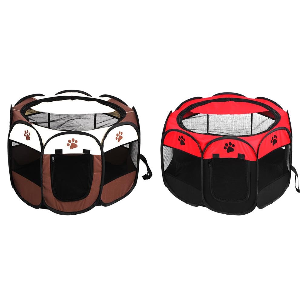 Jaula plegable Oxford para cachorros, rectangular, lavable con puerta, 81 x 45 cm, para conejos y cobayas, color rojo