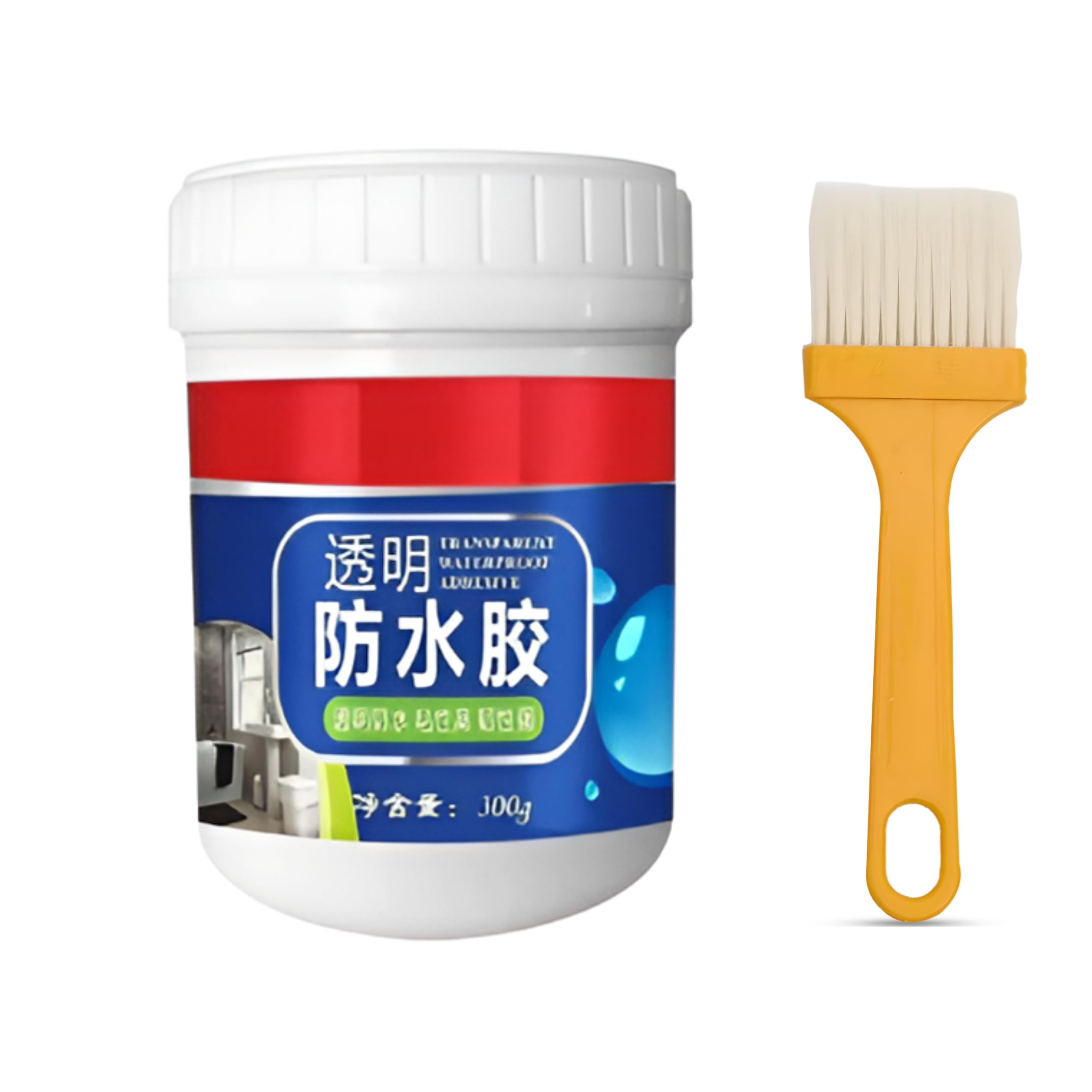 RUDOLF Transparent Waterproof Adhesive Glue with Brush, 300g, for Bathroom and Home Repairs for Roof Leakage, Crack Seal, Water Leakage Solution, Waterproofing for Pipe (1)