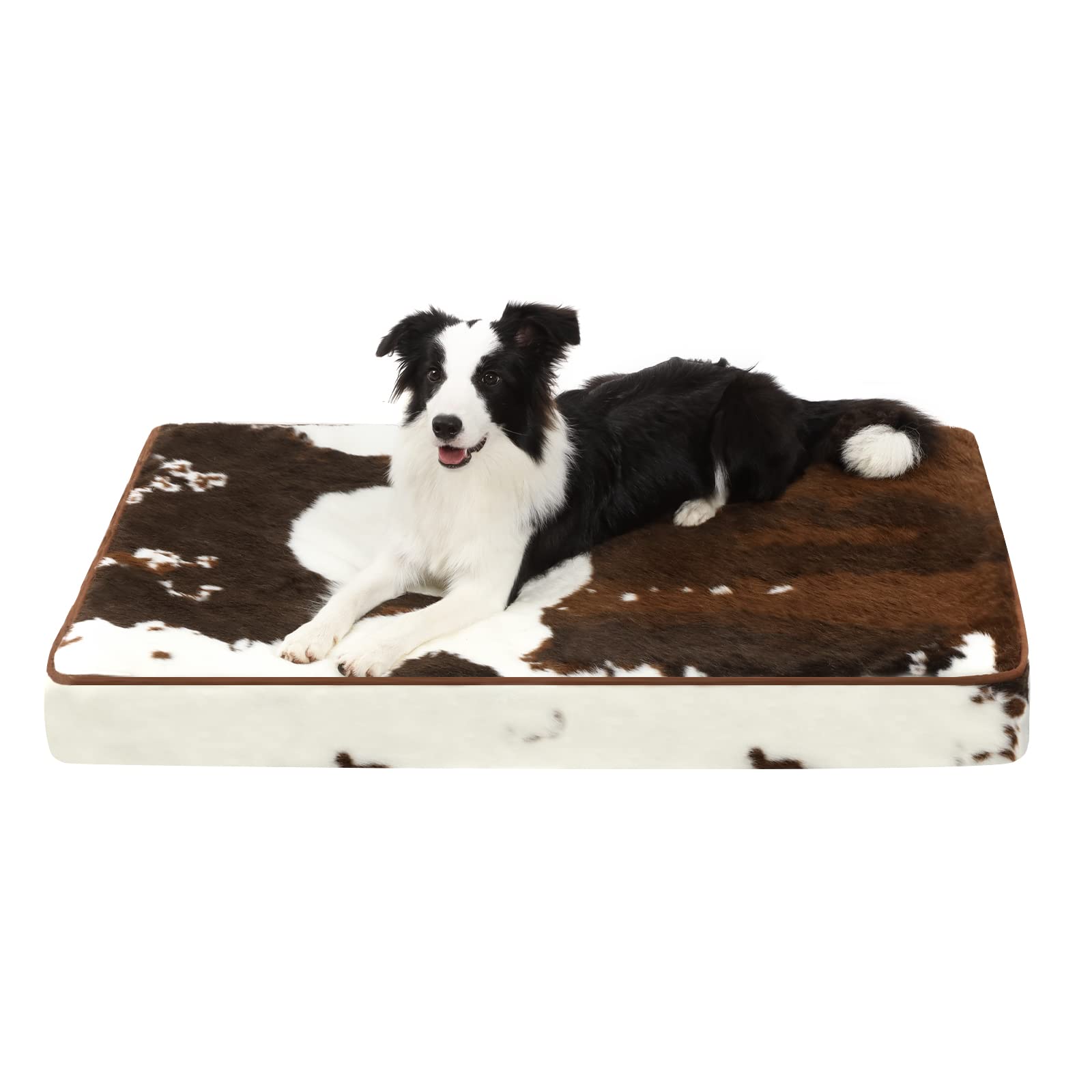 Photo 1 of [USED] Bedfolks Luxury Faux Fur Orthopedic Dog Bed for Large Dogs, Large(36*27*3 inches) Cowhide