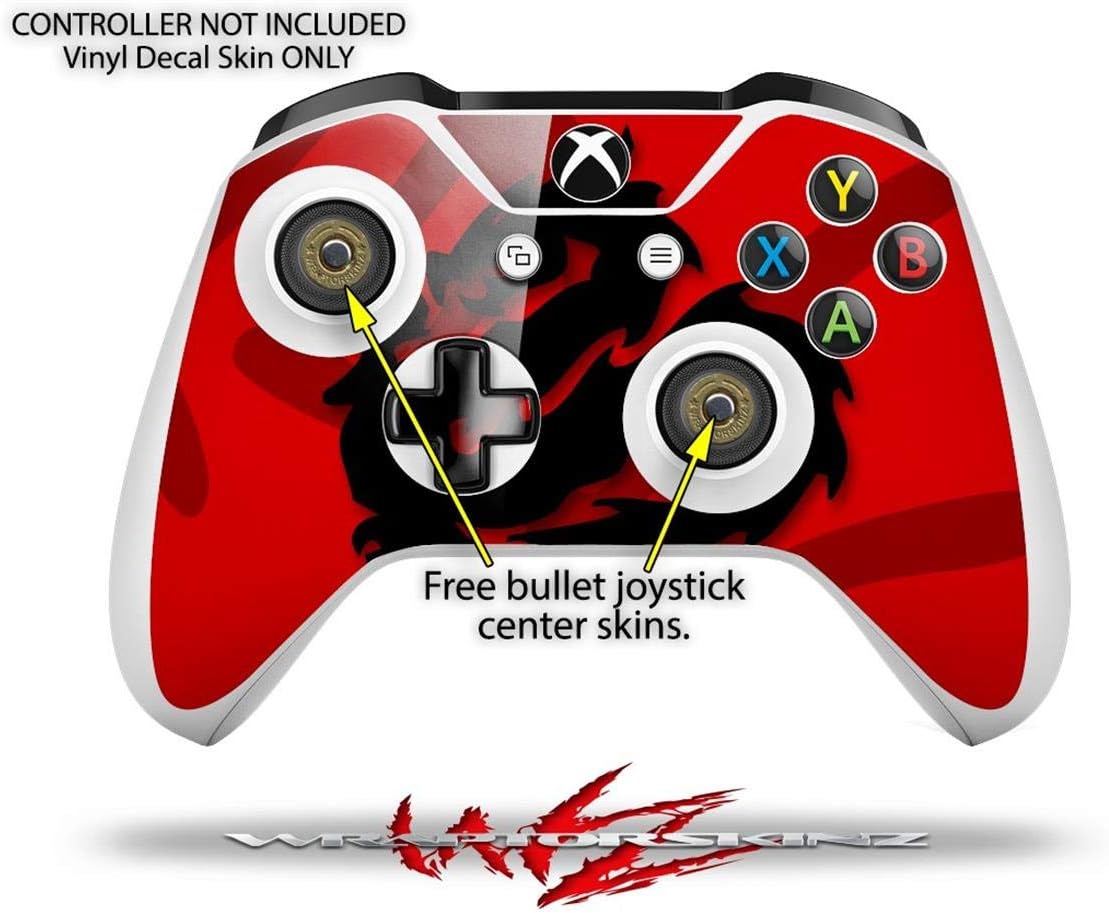 Decal Vinyl Skin Wrap Compatible with Xbox One S Console and Controllers - Oriental Dragon Black on Red