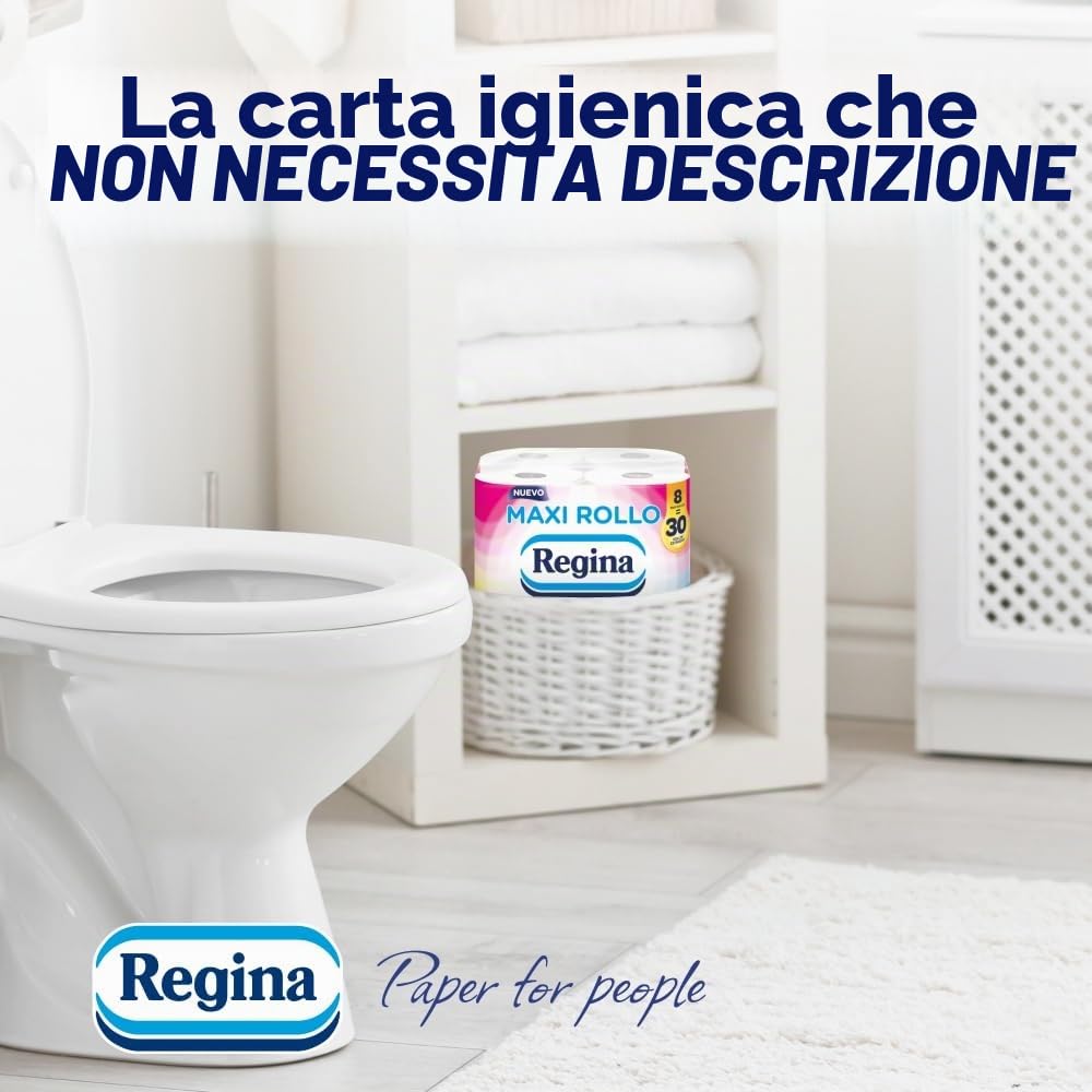 Regina Maxi Rotolo - 24 rotoli di carta igienica Maxi 500 fogli a 2 strati per rotolo, più di triplo di un rotolo standard, confezione in plastica riciclata al 60%, carta 100% certificata FSC®