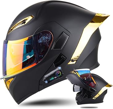 Full Face Motorcycle Bluetooth Helmet with Tail, DOT Modular Sport HelmetAdults Men Women Comfortable Flip Up Front Helmet, Mountain Downhill Scooter Moped Street Cruiser Helmets, DOT Approved