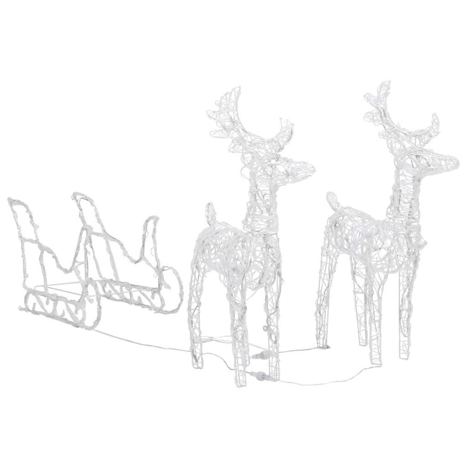Gecheer Rentiere & Schlitten Weihnachtsdekoration 160 LEDs 130 cm Acryl, Weihnachtsdekoration für Weihnachtsmarkt Festliche Eventdekoration Garten Rasen Terrasse Vorgarten Fassade328520