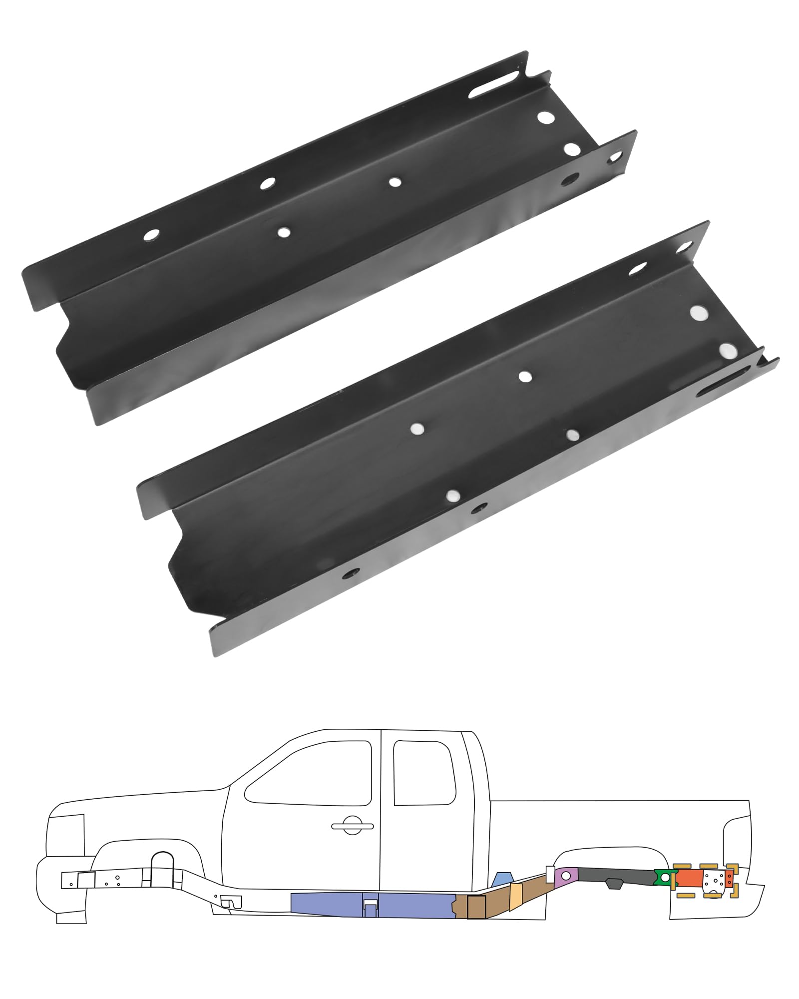 Mountainpeak Rear Frame Repair Kit Fit for 1999-2014 Chevy Silverado and GMC Sierra 1500 Reg & Ext and Crew Cab Long Bed Frame Repair