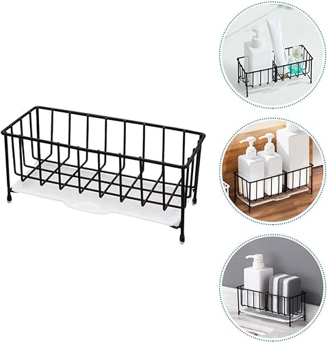 Miniatura 4 de Anneome Esponja para platos que incluye dispensador de drenaje negro organizador de cepillos para fregadero multifunción con soporte de limpieza