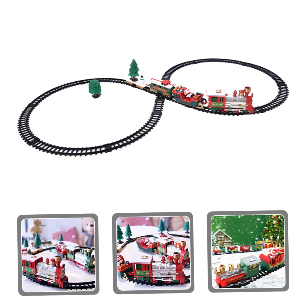 FRCOLOR Trenino Natalizio Elettrico Piccolo Giocattolo di Simulazione con Pista di Trenini per Casa Ornamento Natalizio
