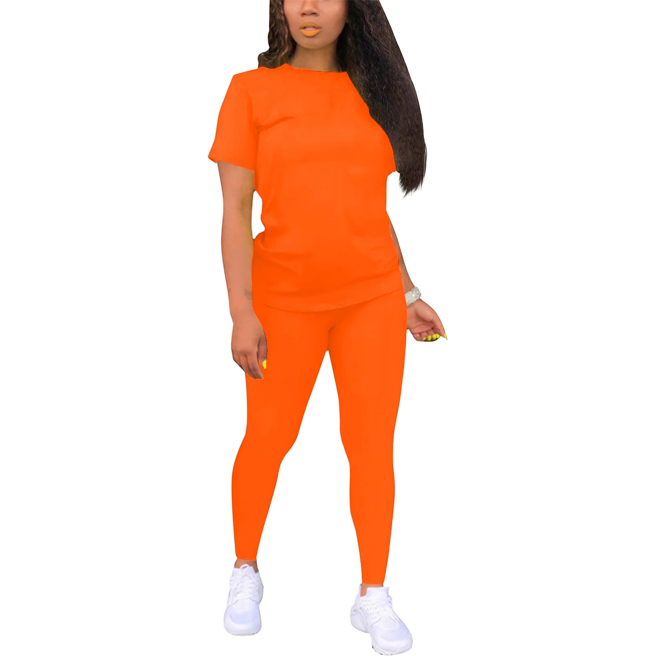 TOPONSKY Women Two Piece Workout Outfits Sports Long-Pants & Short-Top Sets