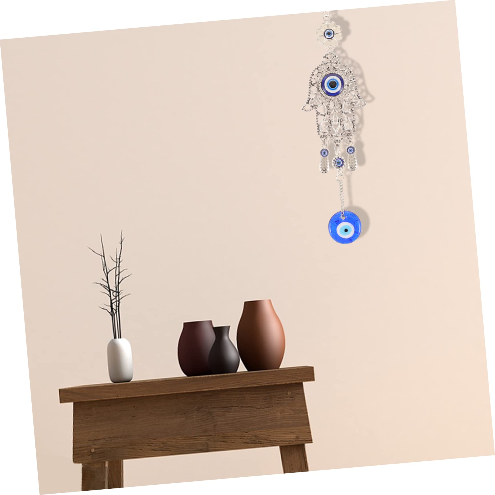 Arte Su Tela Con Hamsa Blu, Arte Murale Con Occhio Di Protezione, Decorazione Spirituale, Disegno Su Tela Con Mandala Blu, Decorazione Pronta Da