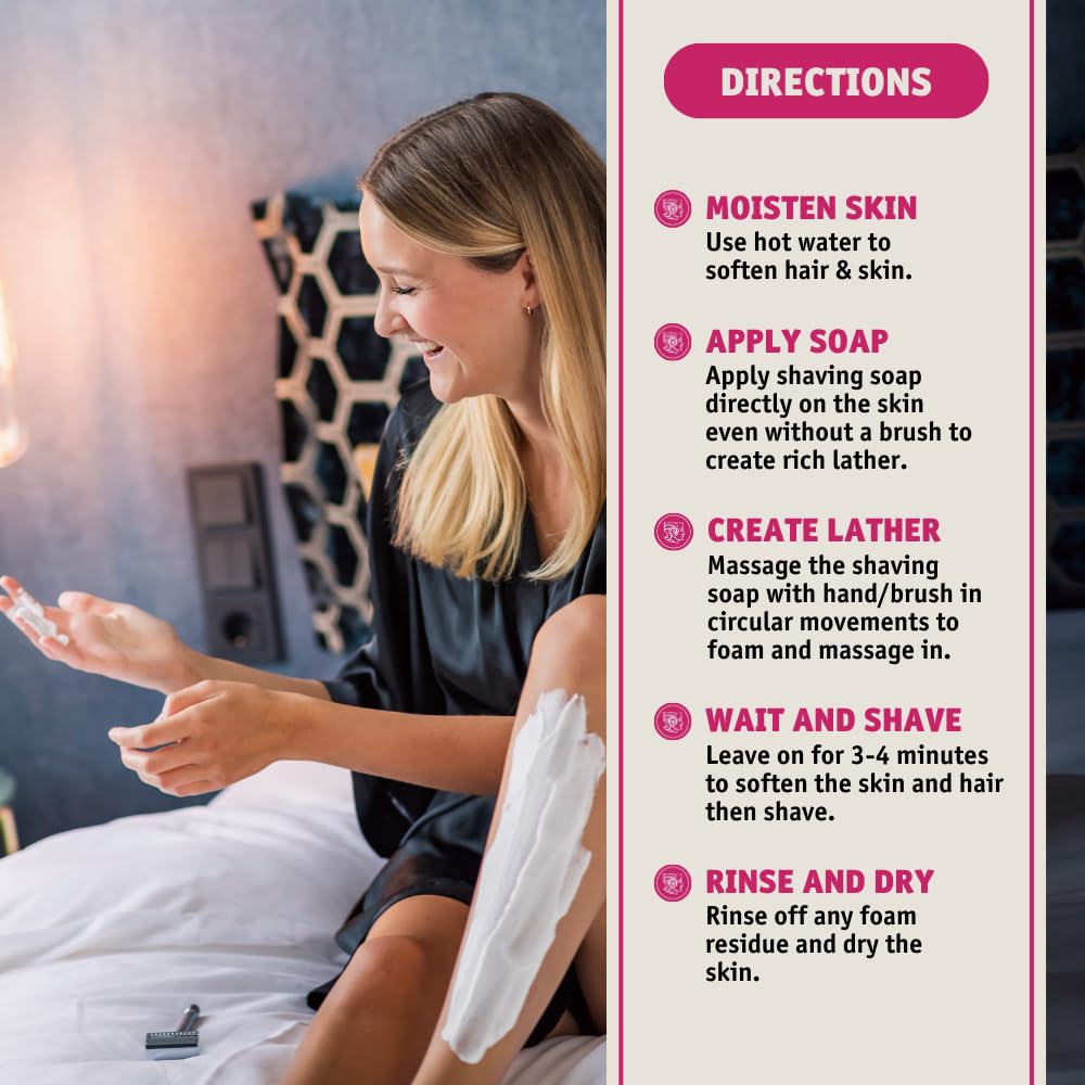 MERKUR Shaving Soap for Women | Vegan Shaving Soap | Smooth Shave | Lightly Fragranced | Perfect Lather | Moisturizing Hydrating & Gentle for All Skin Types - 100 Grams