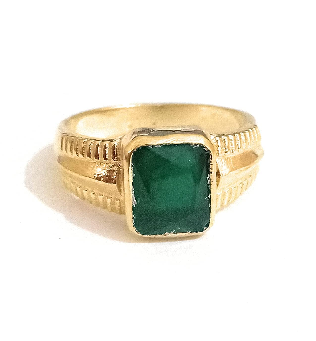 Exclusive Green Zircon Gemstone Gold coated adjustable ring Weight 7.25 Ratti For Men and Women-image-29