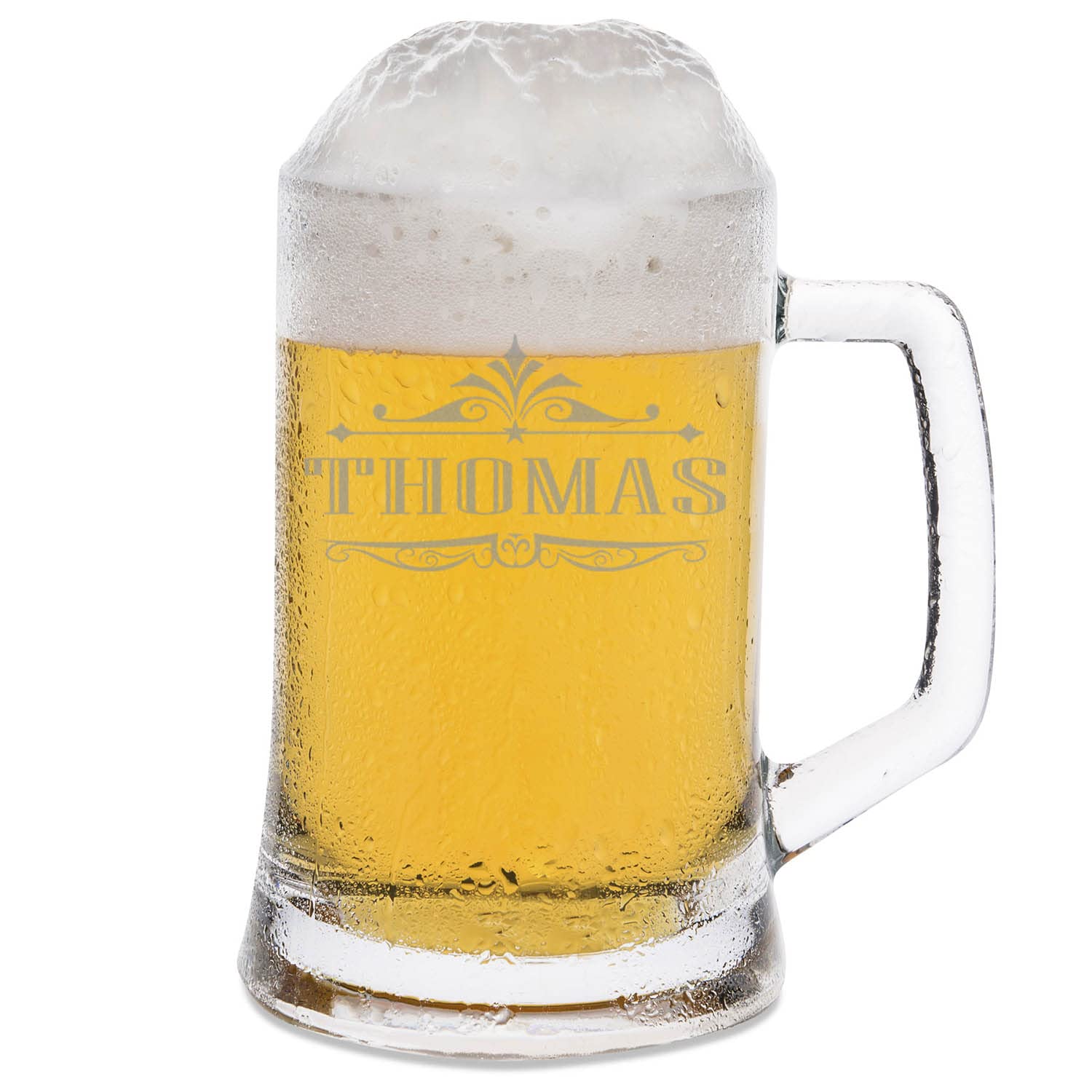 GRAVURZEILE Bierkrug mit Gravur - Wunschname - Personalisiert mit Namen - Geschenk für Männer - Geschenke für Papa zum Vatertag Geburtstag oder zu Weihnachten - Größe: 0,5 L