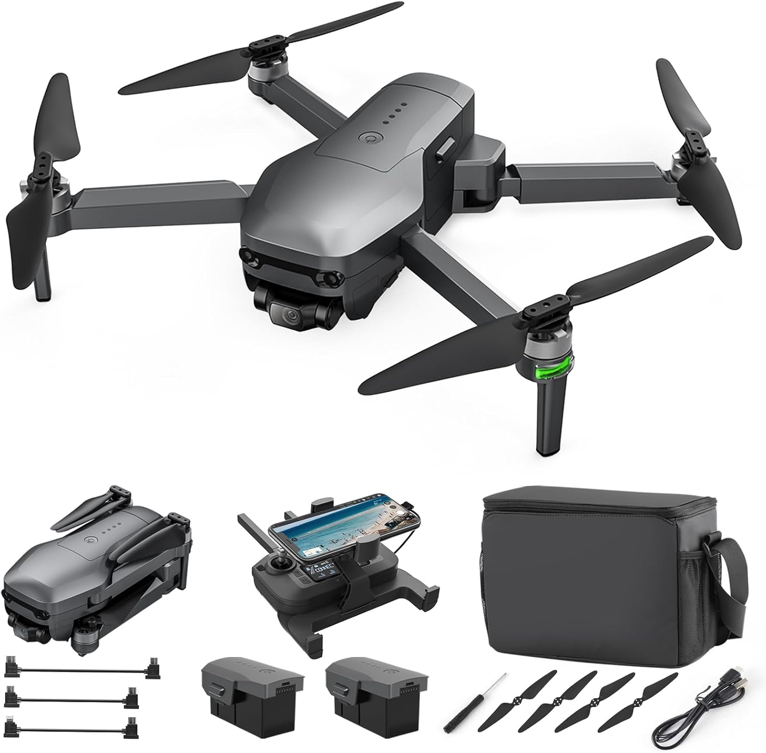 Drones with Camera for Adults 4K Compliance with FAA, 3-Axis Brushless Gimbal, Visual Obstacle Avoidance, Digital Transmission, 2 Batteries 60 Min Flight Time, GPS Auto Return, Follow Me, 9800FT Transmission Range, Encircling Flight