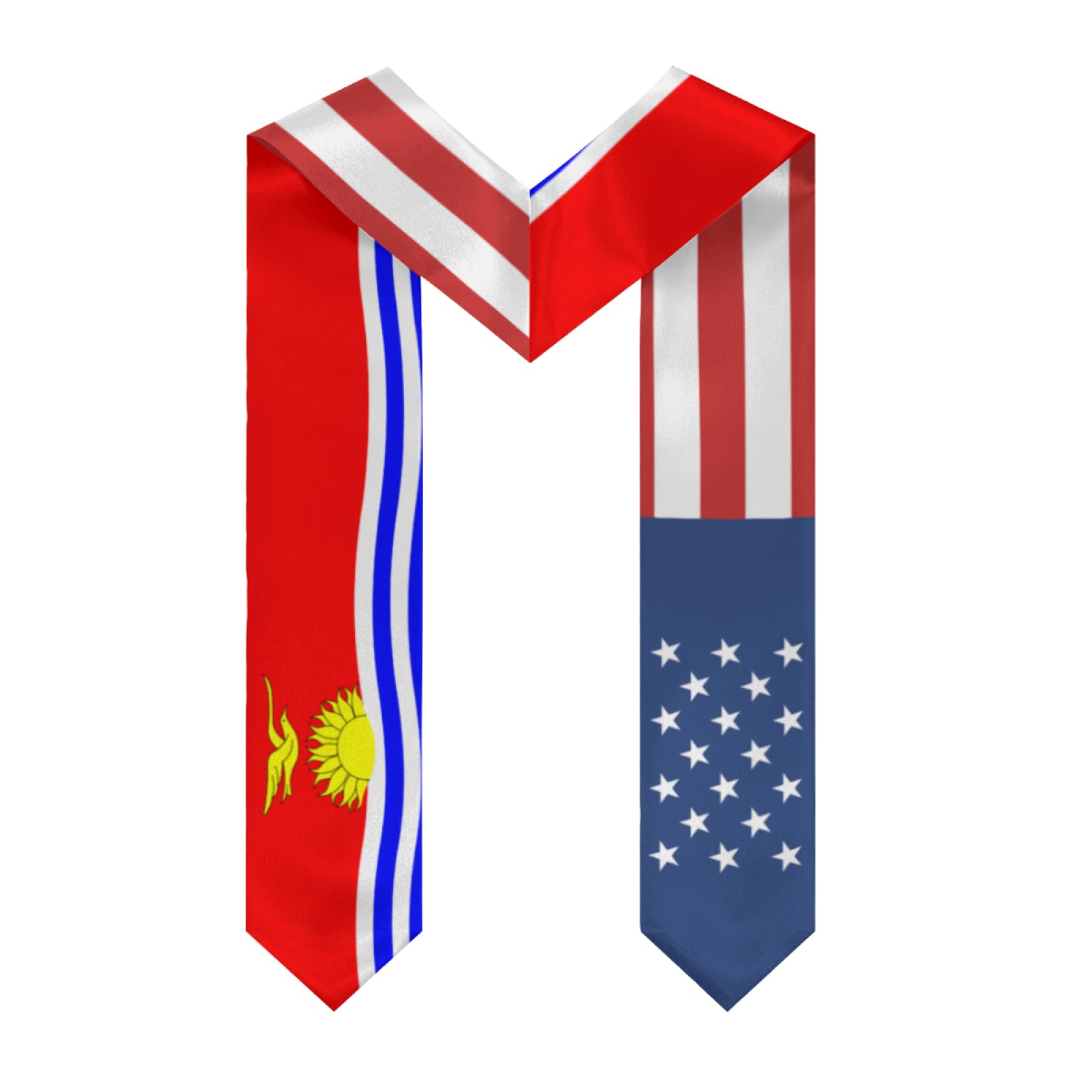 Kiribati United States Flag Graduation Stole Sash Shawl for Men Women Thickened V-Neck Scarf Bifacial for International Students Teachers Study Aboard Graduate Gift 72 inches Unisex