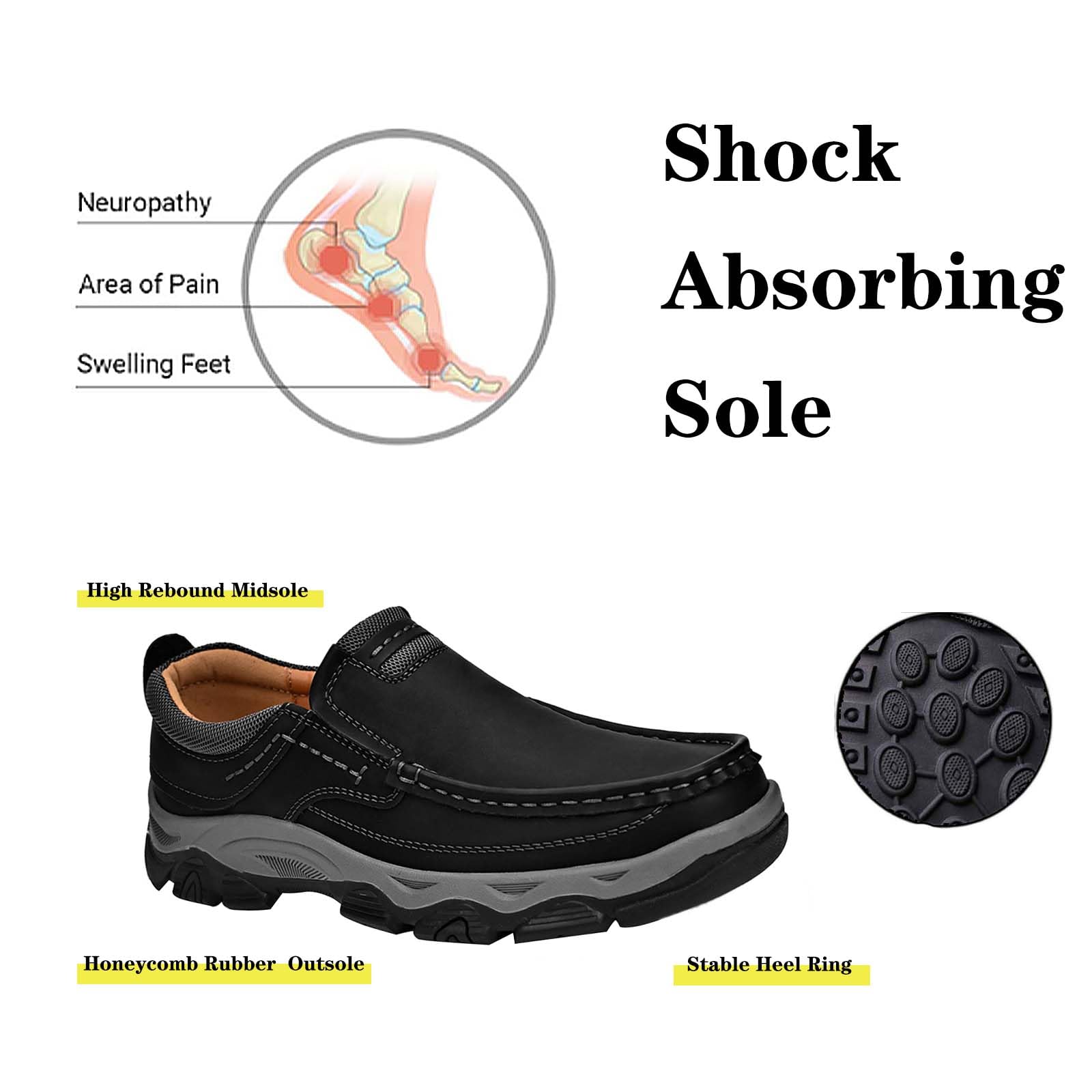 AEHO Chaussures En Cuir Chaussures De Randonnée à Enfiler