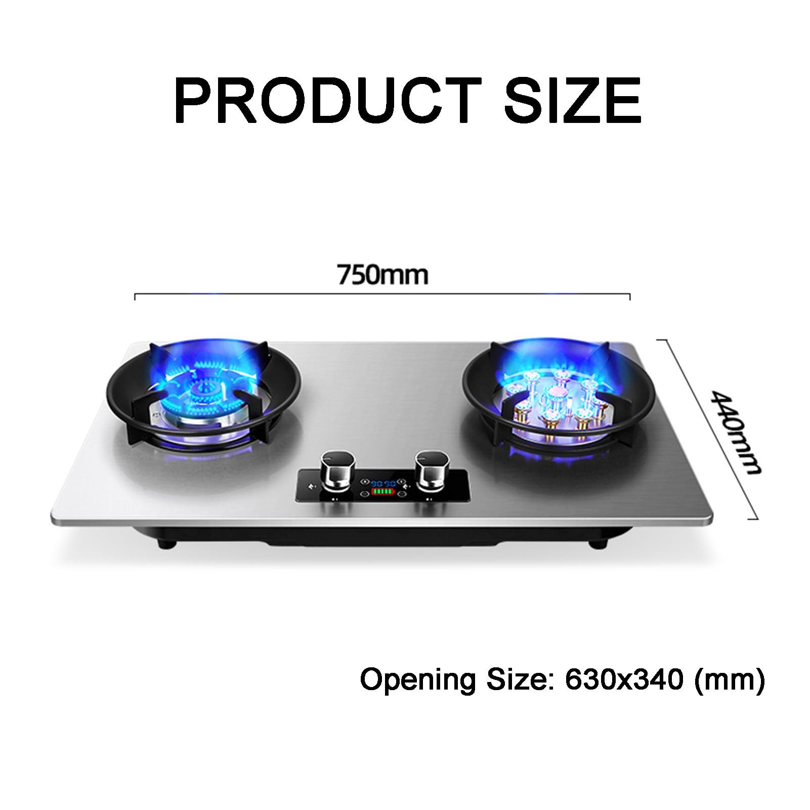 Cuisinière À Gaz 2 Brûleurs, Cuisinière Convertible GN/GPL, Table De Cuisson/plaque De Cuisson Intégrée En Fonte D'acier Inoxydable, Avec Protection Contre L'extinction, 4,8 KW/5,2 KW(LPG)