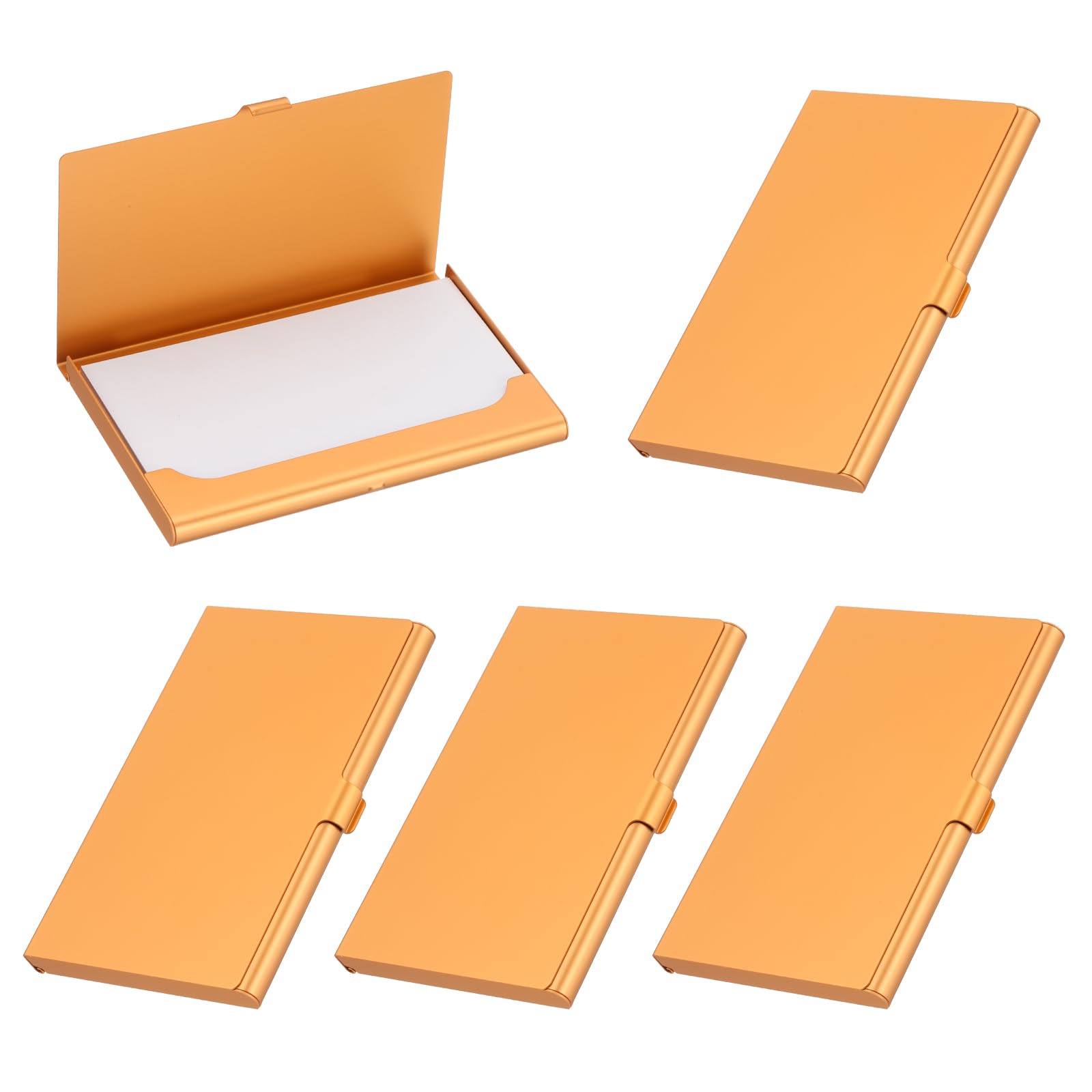 PATIKIL Business Card Holder, 5Pcs Aluminum Metal Card Case Professional Pocket Card Holder for Name Card Credit Card, Orange — image 1
