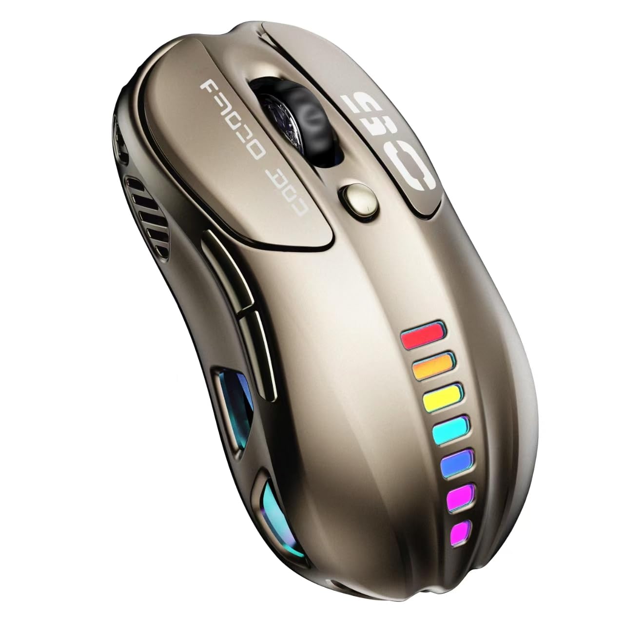 Uciefy Mouse wireless Buletooth, (BT5.1 e USB) Dual Mode ricaricabile LED, mouse ergonomico per computer portatile/PC, bronzo