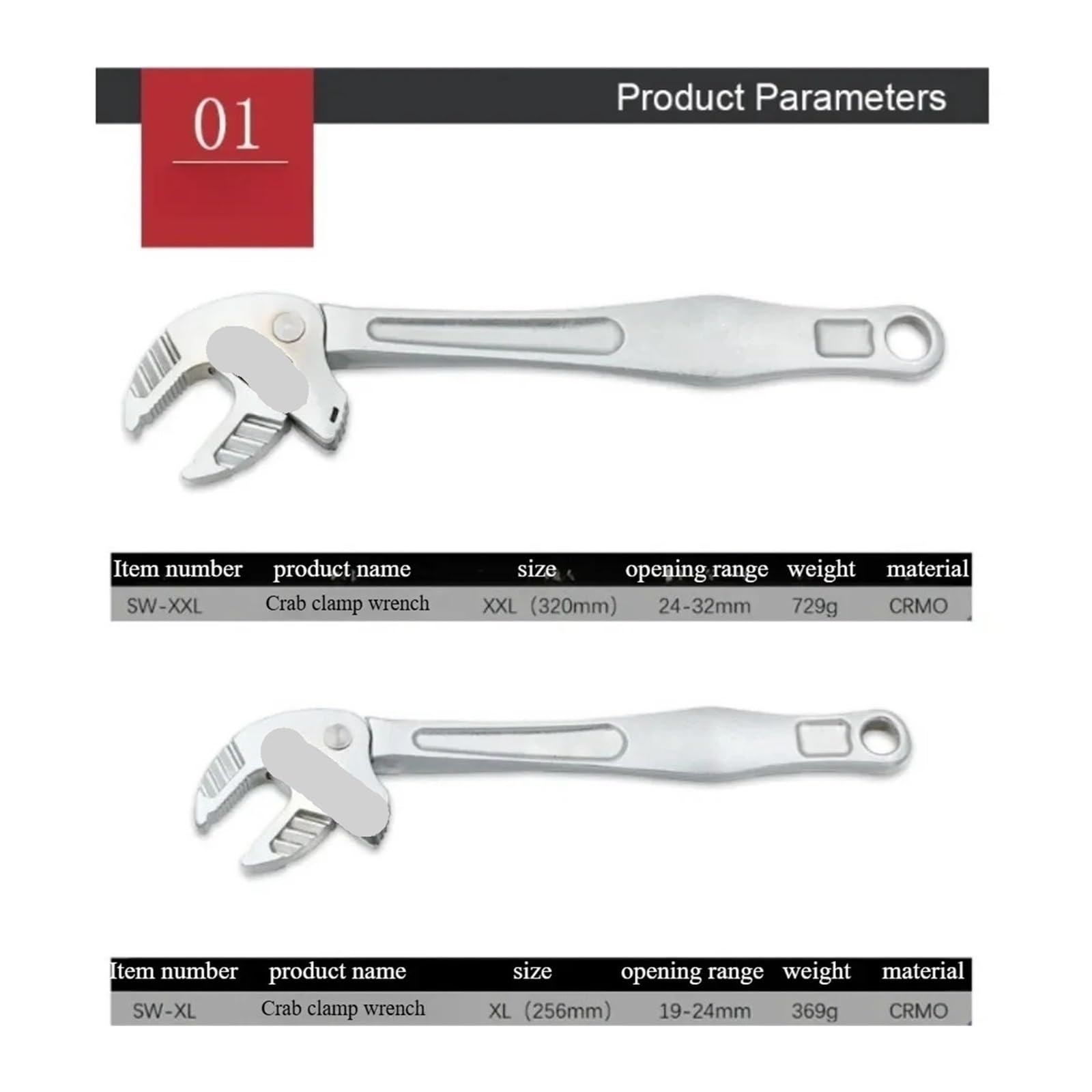 Pinza a Pappagallo Set di chiavi industriali for artigli granchio resistenti, grandi ganasce regolabili for meccanici e ingegneri(XXL 24-32)