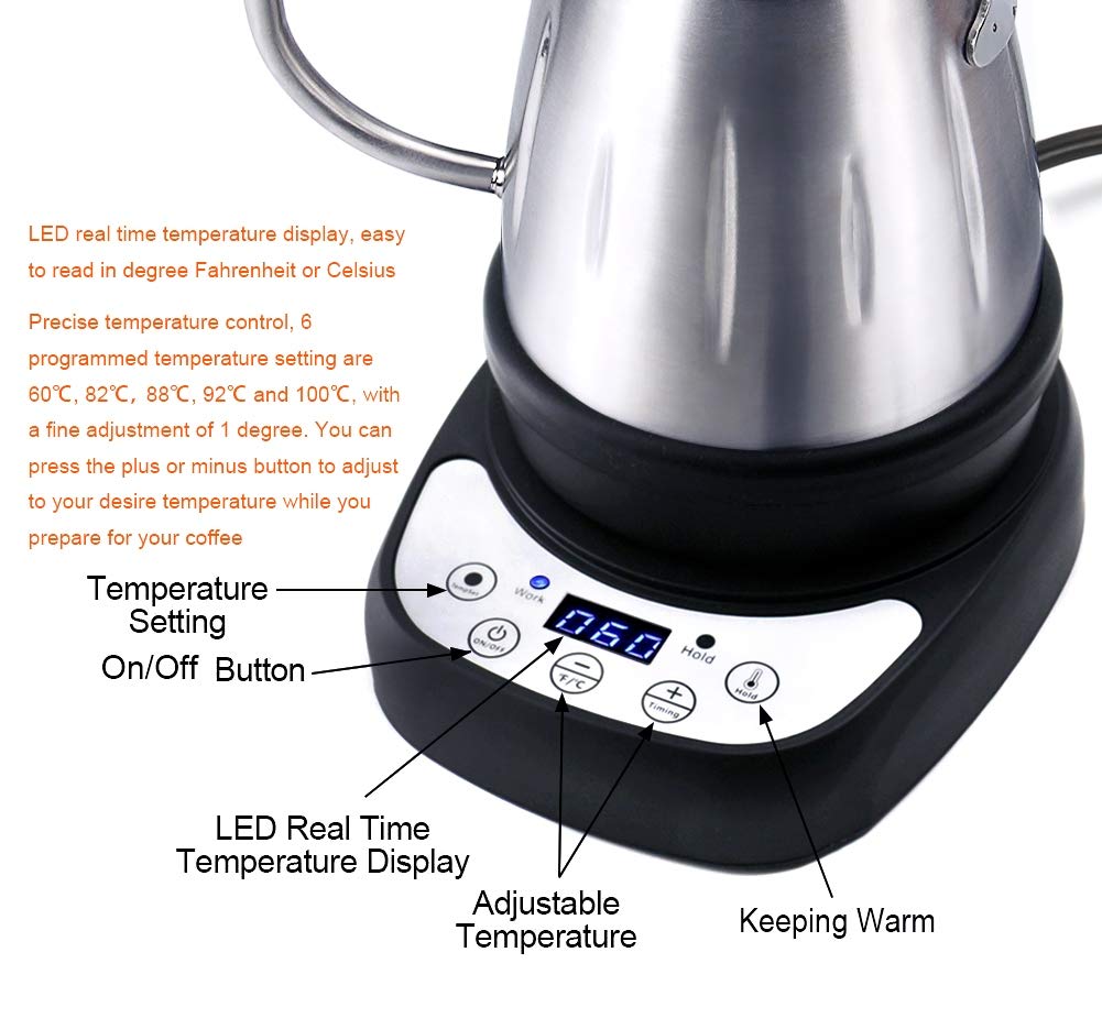 Buy Diguo Variable Temperature Digital Electric Gooseneck Kettle, Pour