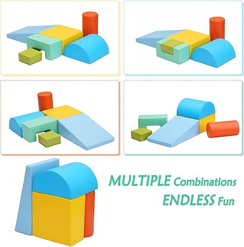 Miniatura 4 de Wesfital Juguetes de escalada para niños pequeños de 1 a 3 años, 6 piezas de actividades de escalada y gateo en interiores, bloque de espuma suave y