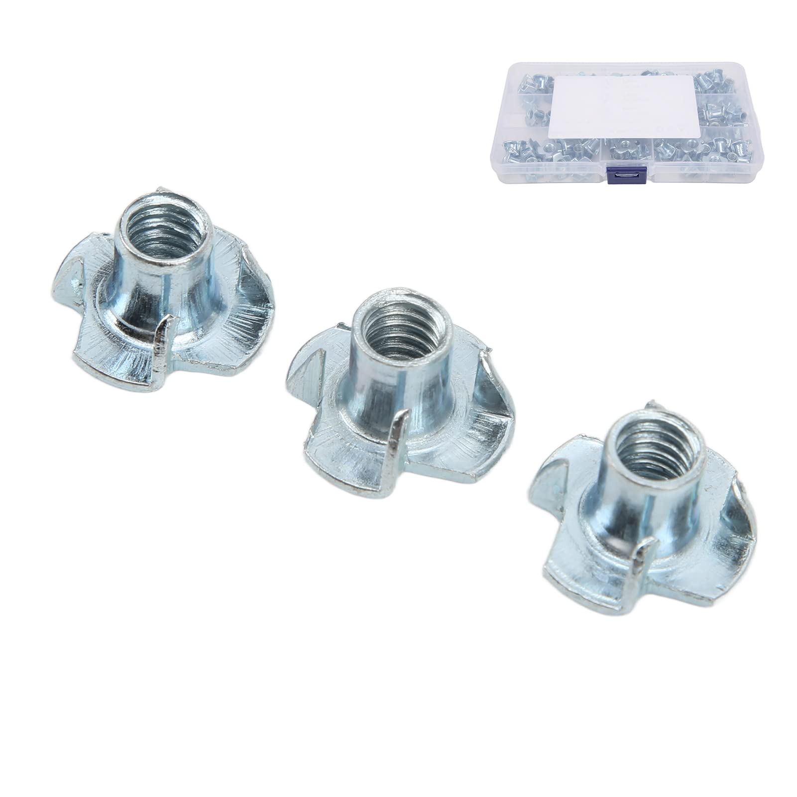 80 Pcs T Nut 4 Prong Tee Blind Nuts Kit 1/4 Inch Carbon Steel T Nut Assortment Kit for RV Electronic Equipment