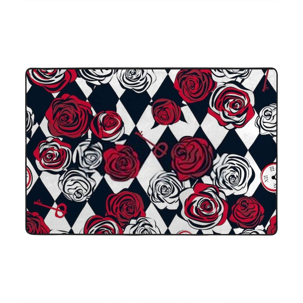 Grand tapis de salon doux Ruchen motif roses tapis velours isolant