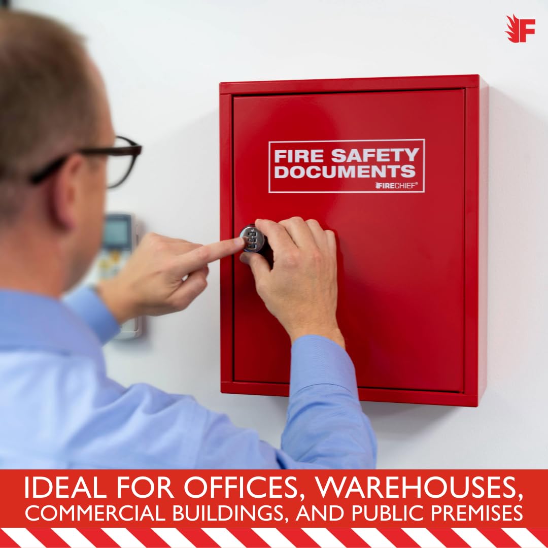 Firechief Armario de Metal Rojo con Cerradura de combinación para Documentos A4 y A5, Soporte de Documentos de Seguridad contra Incendios, oficinas, Edificios públicos y Locales
