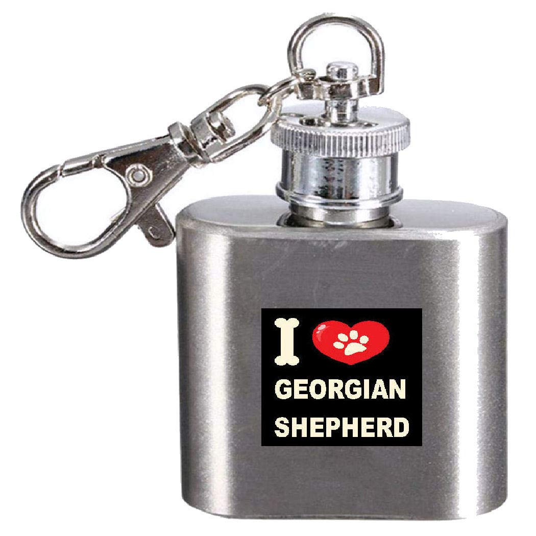 Flasque gravée I Love My Dog Berger géorgien 28,3 ml en acier inoxydable haut de gamme
