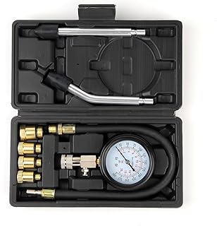 Compression Tester, 8pcs Engine Compression Tester kit Professional Petrol Gas Engine Cylinder Pressure Gauge 0-300 PSI Automotive Tool for Motorcycle Car Truck (Black)