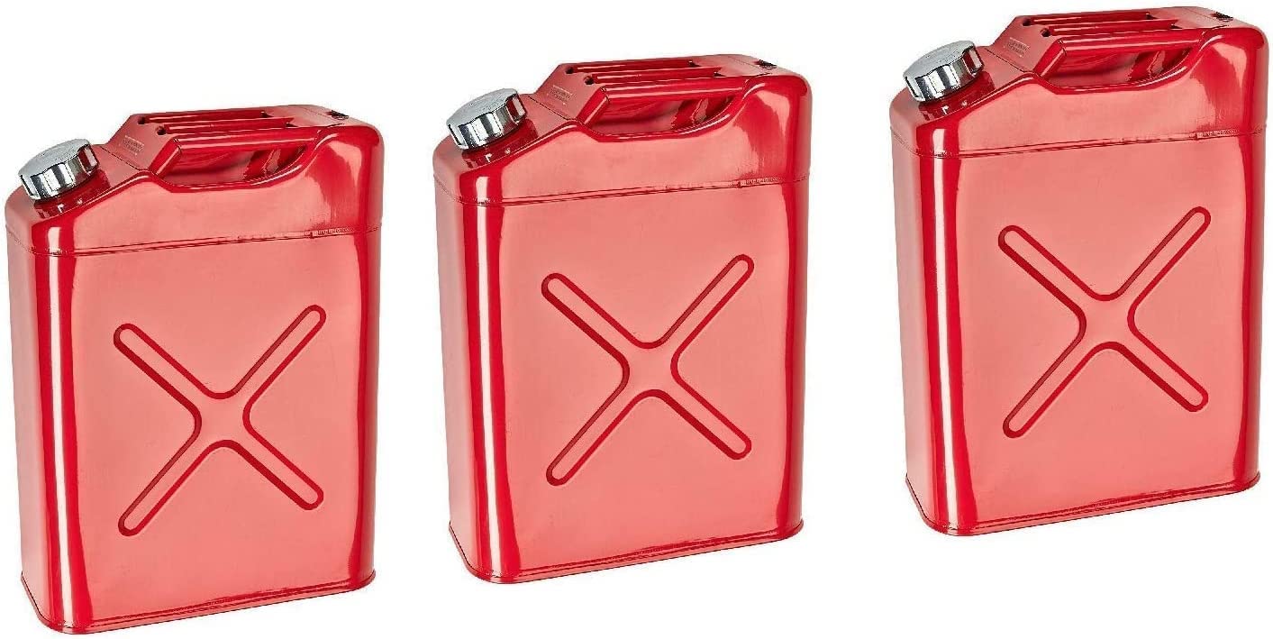 Fefe Red Fefe® 20L 5 Gallon Steel Fuel Gasoline Petrol Diesel Jerry Can Tank Container Backup (3)