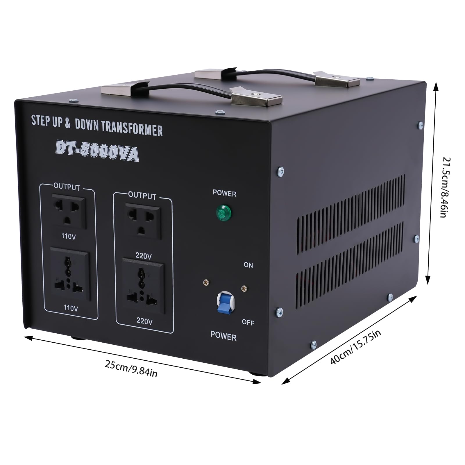 Trasformatore di tensione da 5000 W, EU UK USA, 110 V a 220 V, 220 V a 110 V Step Up/Down Voltage Converter con 4 prese per elettrodomestici