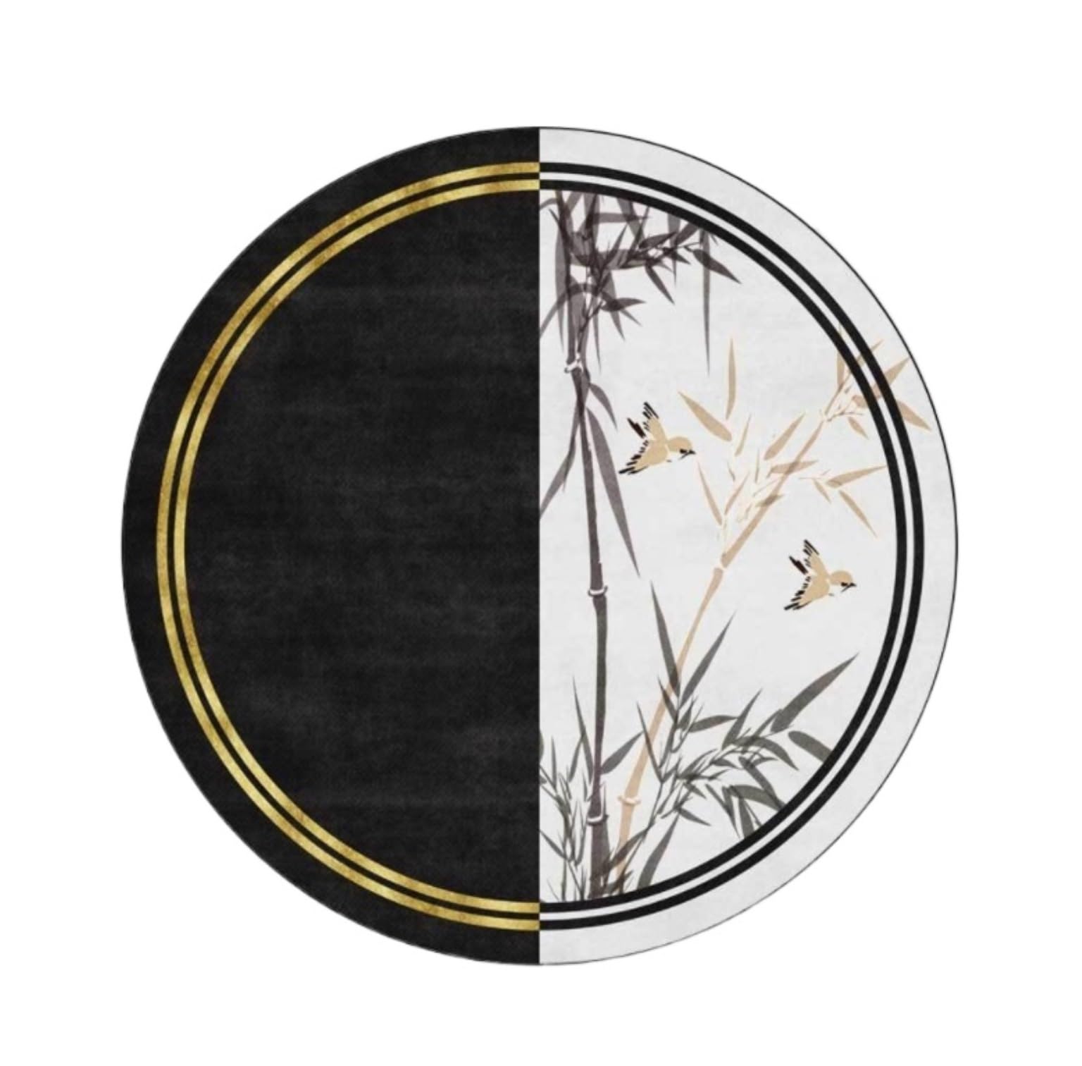 Tapis rond noir et blanc 160cm au design graphique et finitions soignées