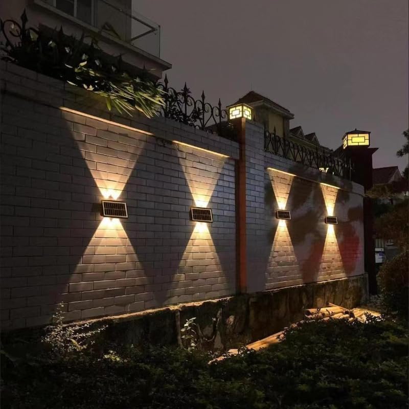 Homehop Solar Light for Home Waterproof Up and Down Decorative Wall Lamp for Garden,Home Decor, Courtyard and Balcony Auto on Off 6 LEDs (ABS,Warm Light) (Pack of 4 Wall Light) (B0CQG713TY) Amazon Price History, Amazon Price Tracker