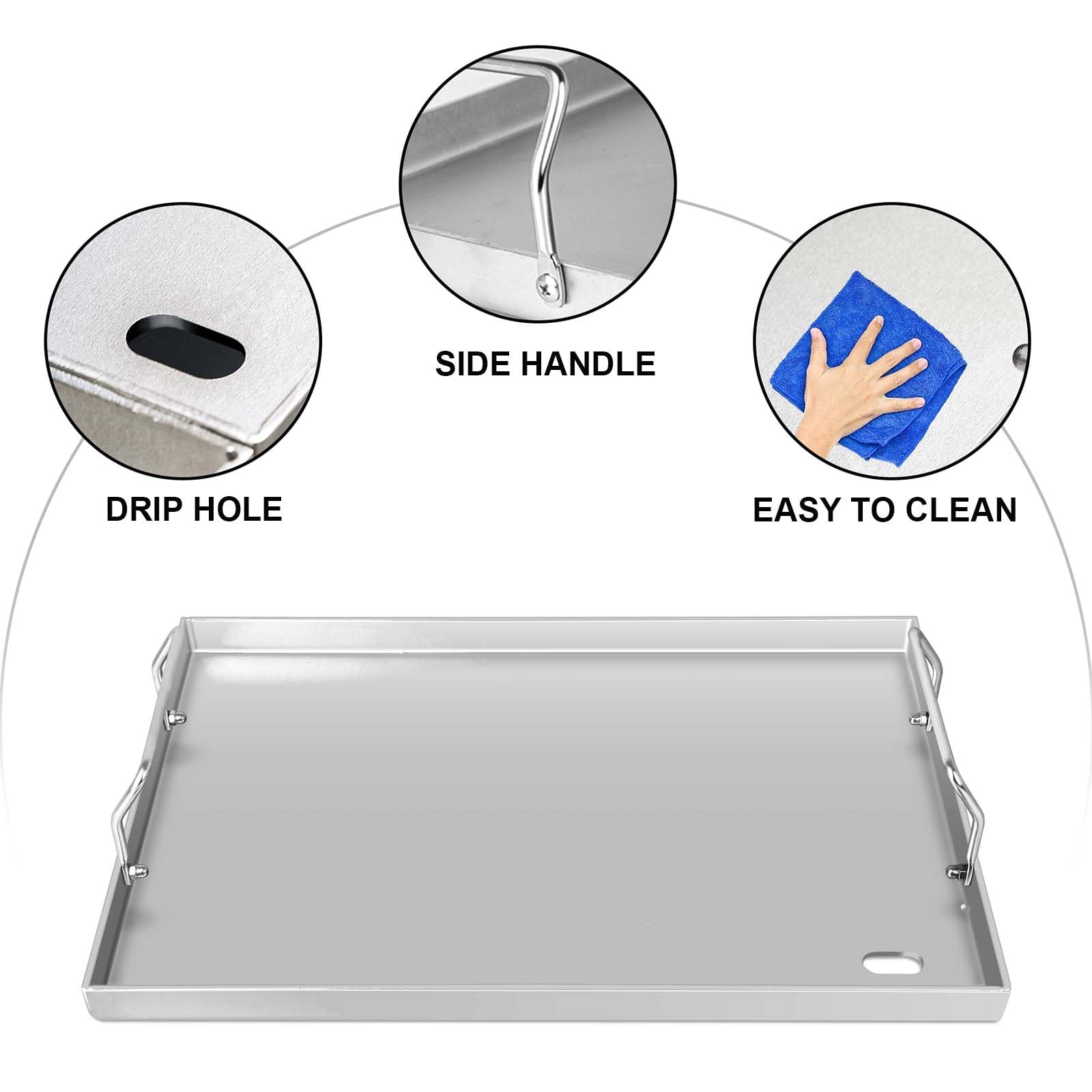 Universal Grill Griddle 24"x16" Stainless Steel Griddle for Gas Grill, Charcoal Electric Grills, Gas Stove, Flat Top Grill Plate with Removable Handles