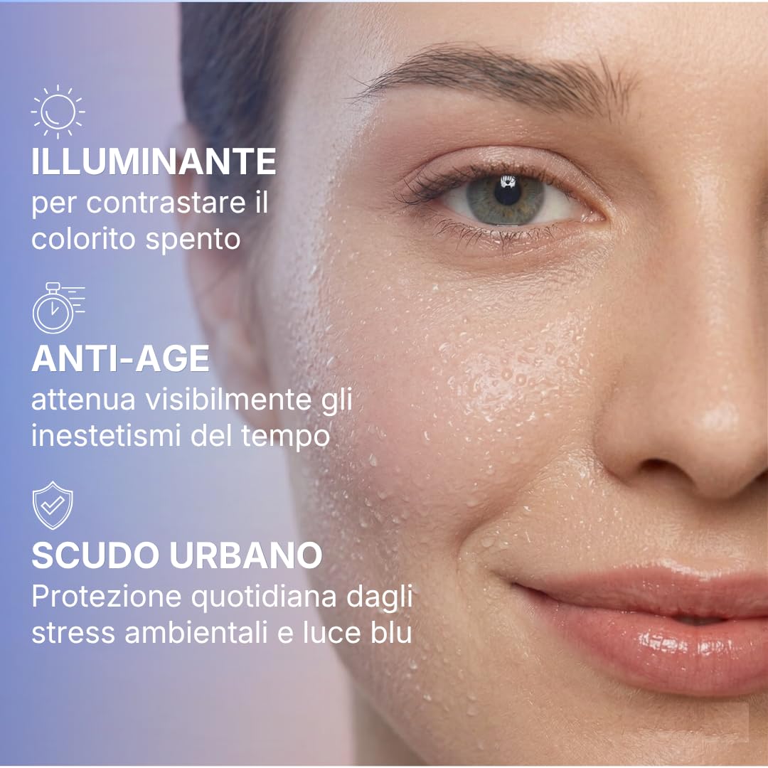 Hevolutamina C Siero Viso Spray, Vitamina C e Peptidi di Rame GHK-Cu, 50ml | Siero Liquido Illuminante e Antiossidante, con Ergotioneina, Niacinamide, Pantenolo, Made in Italy