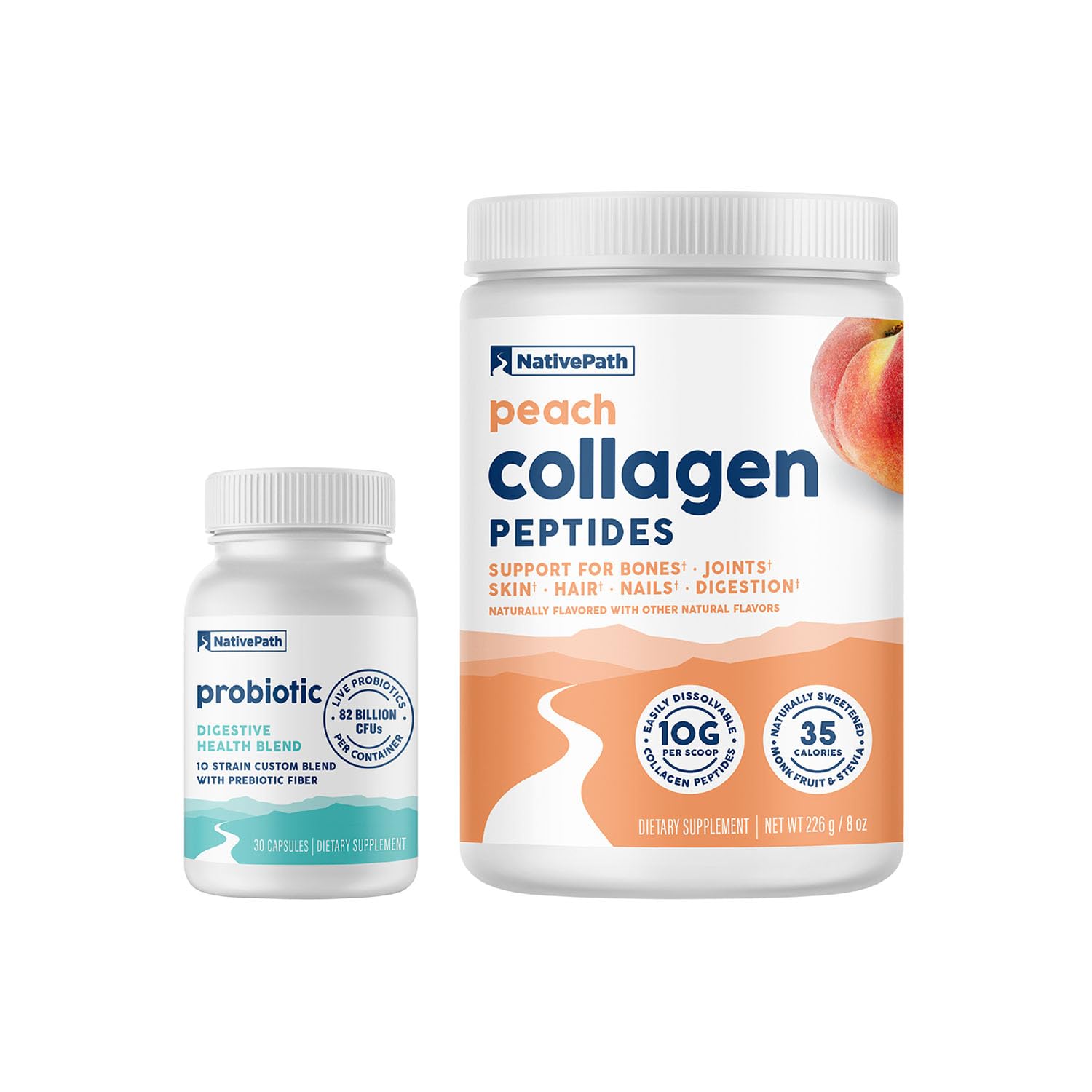 NativePathProbiotic Prime - Peach Collagen, Probiotic 30