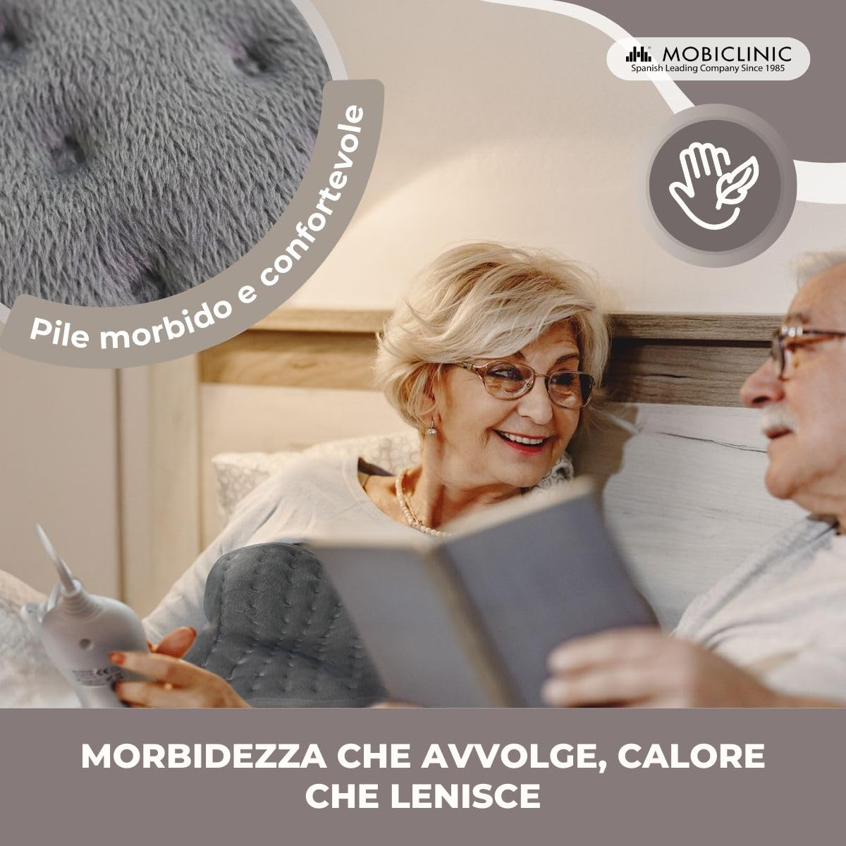 Mobiclinic, Cuscino riscaldato, Coperta riscaldata, 3 livelli di calore, Basso consumo energetico, Spegnimento automatico, Potenza 100w, Tappetino, Marchio spagnolo, Zona lombare, 40x30 cm