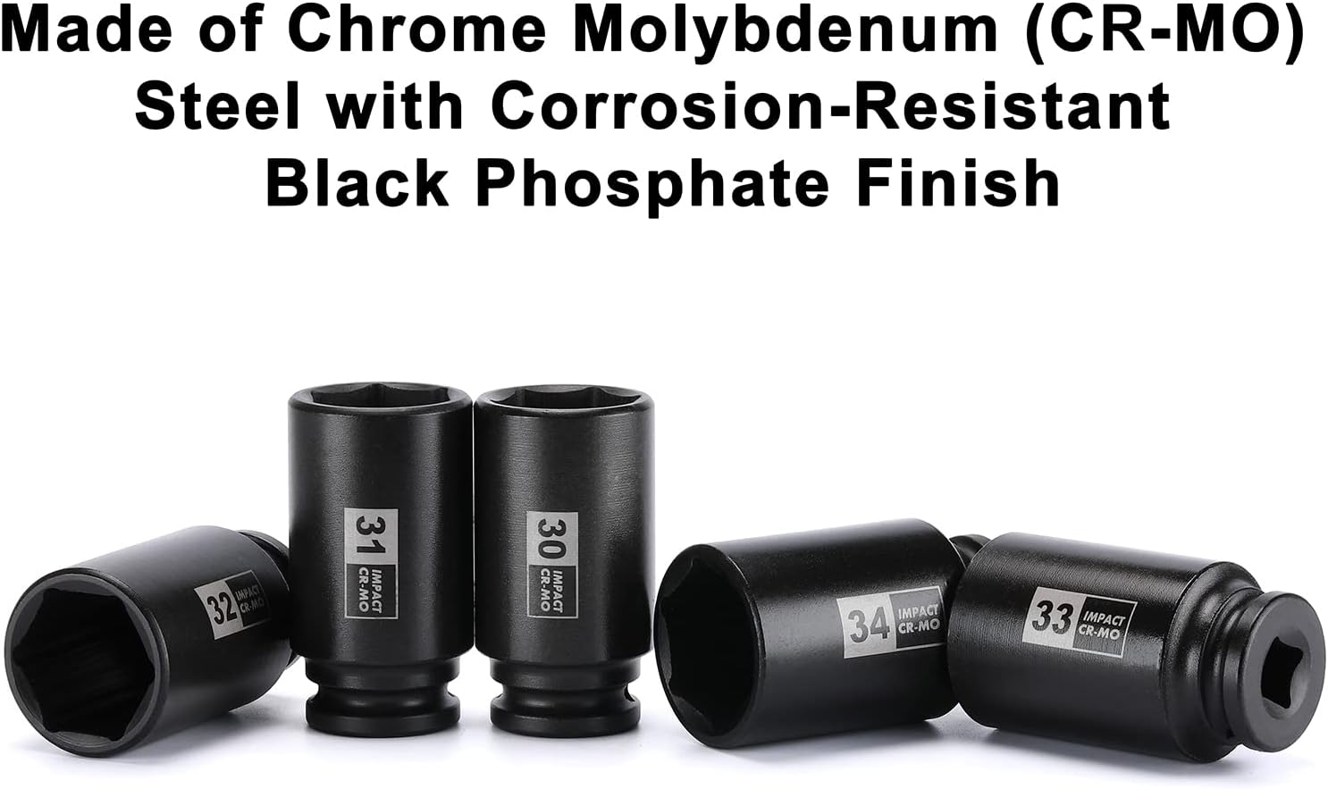 Mayouko 9PCS 1/2 Inch Drive Deep Impact Socket Set, 29-38MM, Spindle Axle Nut Sockets, Metric, Deep, 6-Point, CR-MO