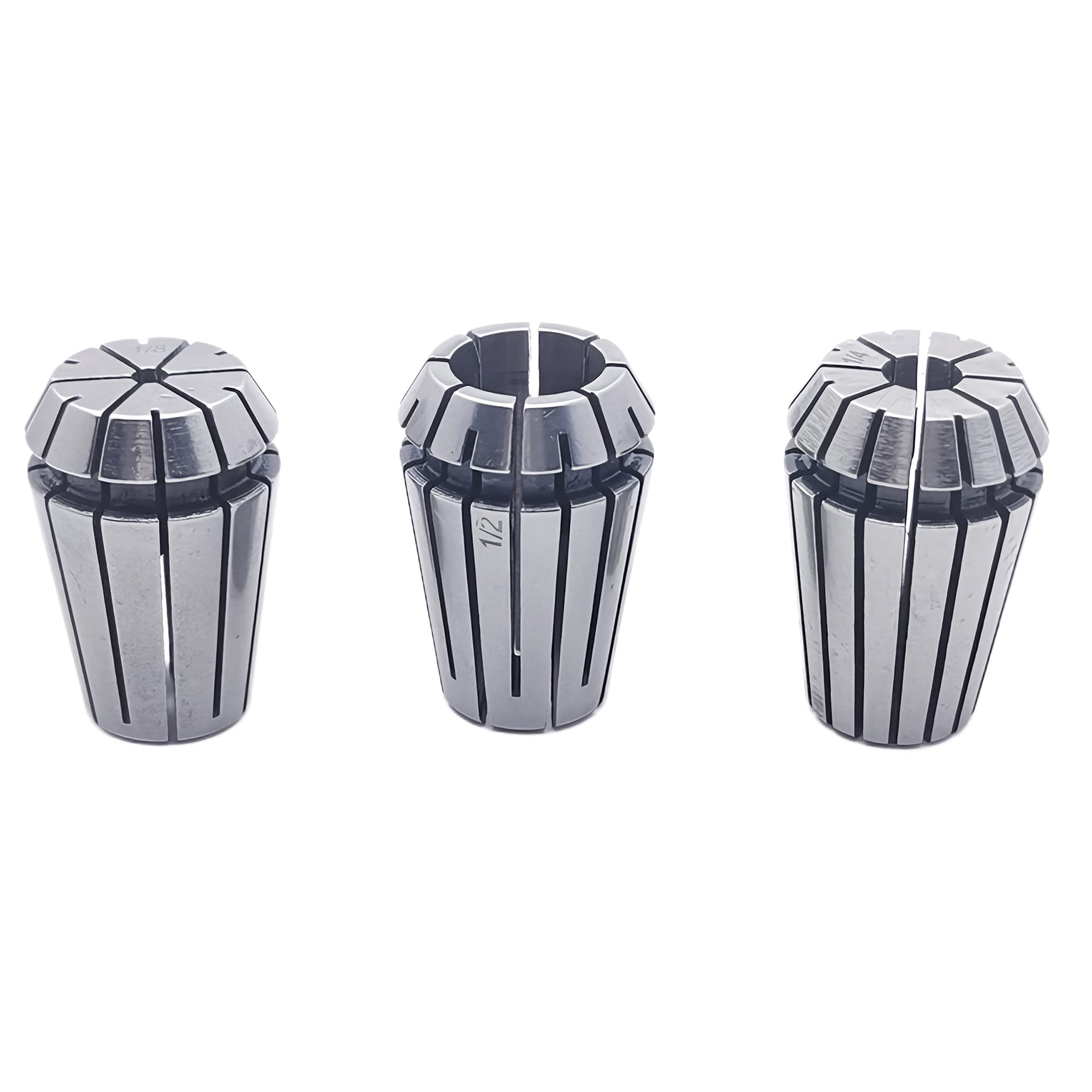 3-Piece ER20 Spring Collet Chuck Set – Includes 1/8", 1/4", 1/2" Collets For CNC & Milling