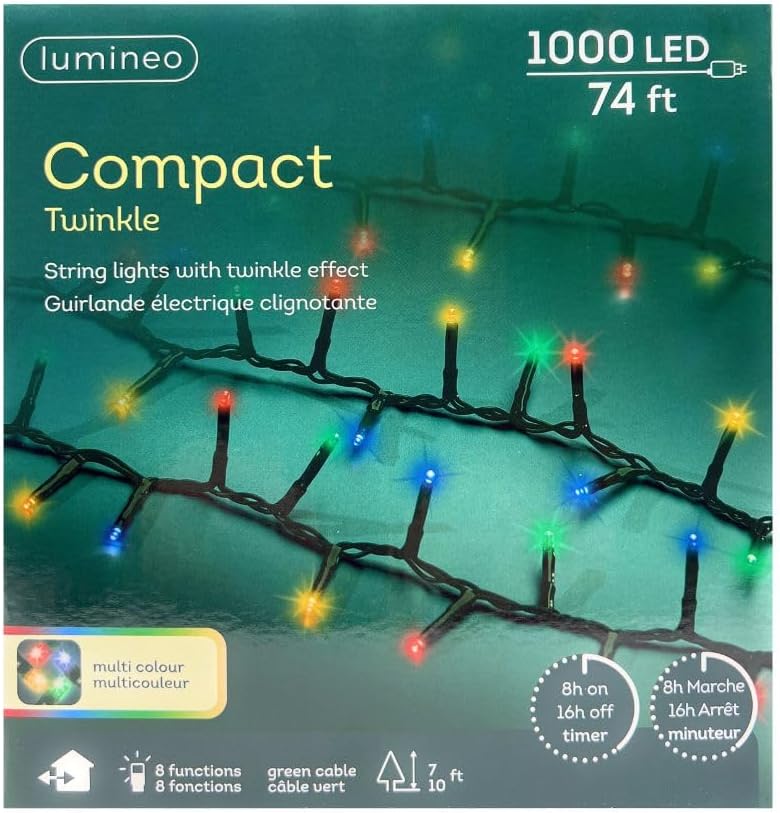 Lumineo 1000 LED MultiColored Christmas Compact Lights Set