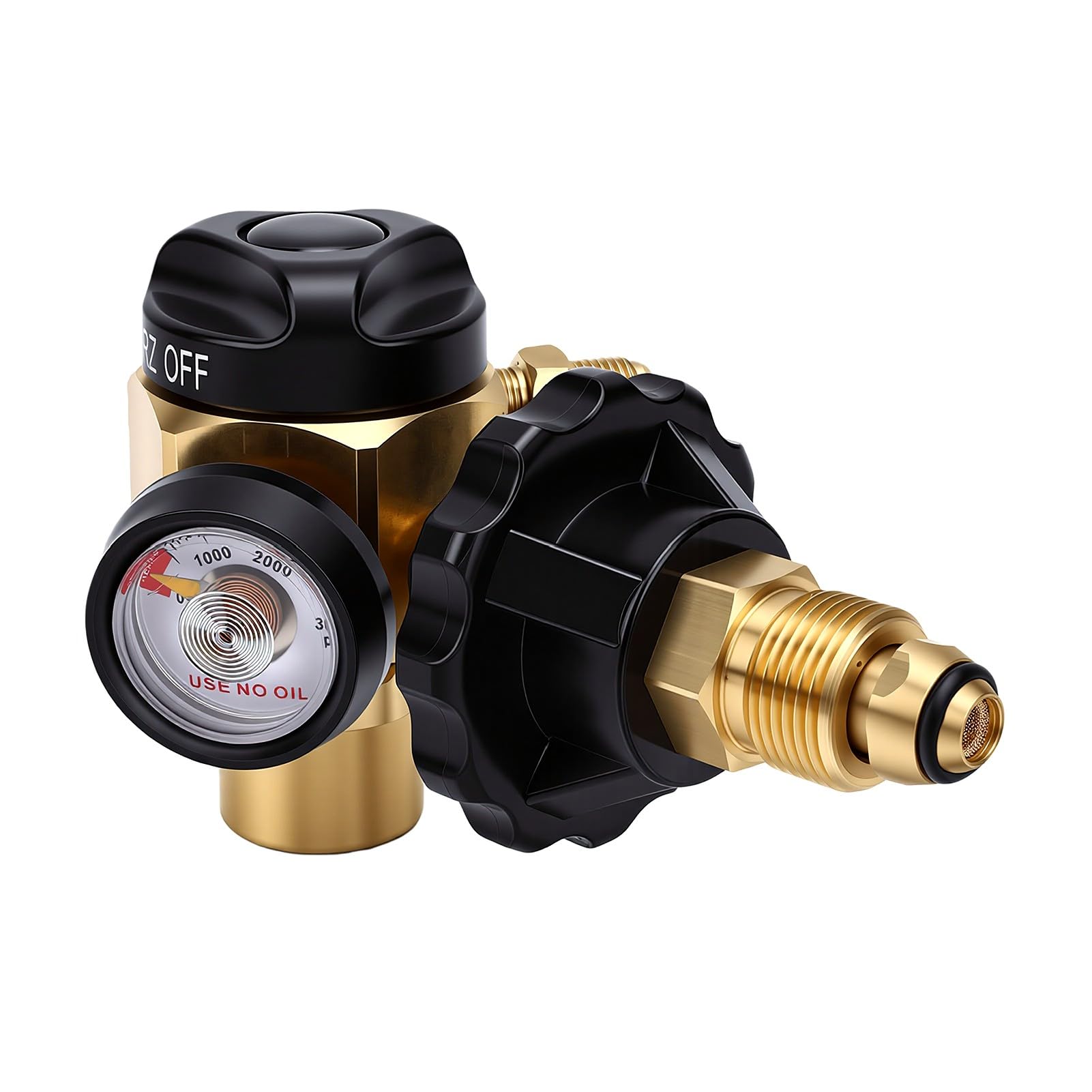 Goshyda Regulador de Purga de Nitrógeno de 500 Psi con Caudalímetro, Válvula de Control de Nitrógeno para Pruebas de Fugas, Regulador de Presión de Latón Resistente, Rosca SAE de 1/4 Pulgadas para