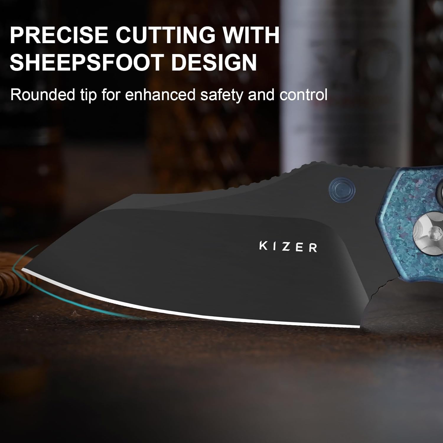 Kizer Mini Bulldog Pocket Knife, 2.5” S45VN Sheepsfoot Blade Folding Knife with DCL Coating, Titanium Handle Clutch Lock Small EDC Knife for Men Women Gift, Camping Hunting Knives Ki3672SA1