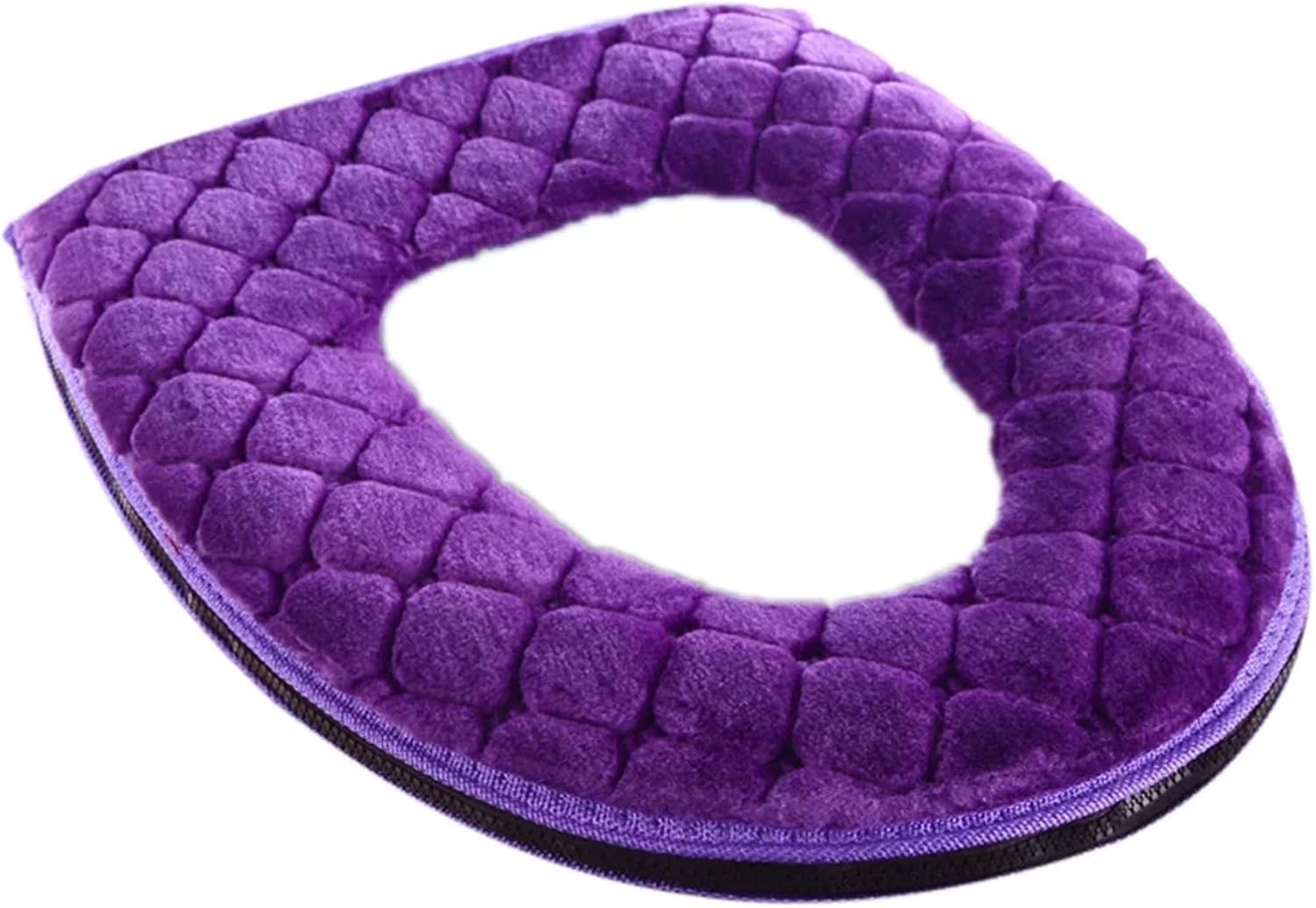 Flexible 2pcs Bathroom Toilet Seat Cover Soft Winter Warm Plush Cushion O-Shaped Washable Lid Household Supplies 37cm×44cm(Purple)