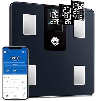 Smart Scale for Body Weight BMI Fat Muscle Mass with 14 Body Composition Metrics & All-in-one LCD Display, Digital Bathroom Weight Scales Bluetooth with App, Accurate Weighing Machine 400 lbs