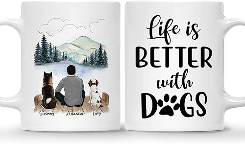 Gossby Taza de café personalizada con diseño de perro, regalo para hombres amantes de los perros con nombre, razas de perros personalizadas,