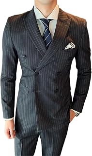 Men Double Breasted Blazer Vest Pants Gentleman Tuxedo Suit Groom Wedding