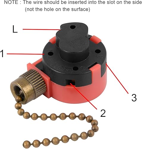 Miniatura 3 de ZE-268s1 - Interruptor de ventilador de techo de 3 vías de 4 cables, control de velocidad, interruptor de cadena compatible con luz Hunter para