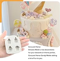 Vista 12 de Sijiangmold Carousel Horse Silicone Fondant Molds Merry-Go-Round Chocolate Gum Paste Molds For Cake Decorating Chocolate Gum Paste Cupcake Topper
