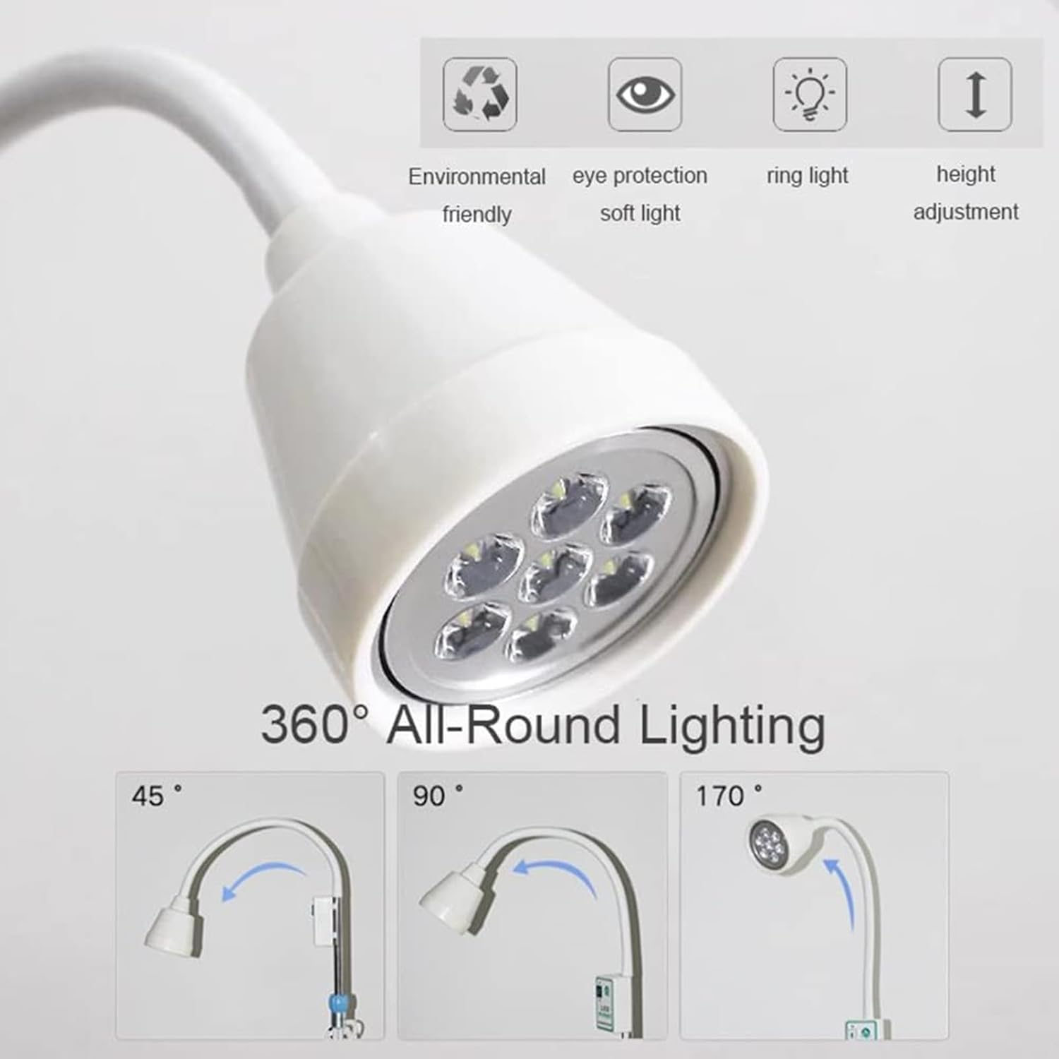 Lámpara Examen Ginecológico Quirúrgico Móvil, Lámpara De Examen Médico Led 7 W, Lámpara De Examen Quirúrgico Ajustable En Altura con Rotación De 360 ​​​​° con Base Móvil