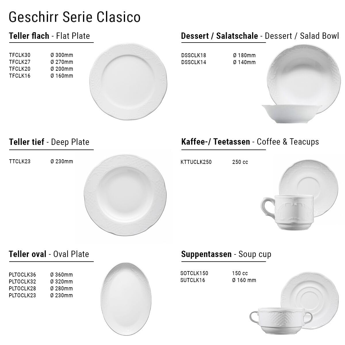 GGM Gastro | DSSCLK18#12 | (12 Stück) CLASSICO - Dessert-/ Salatschale - Ø 180mm - Weiß